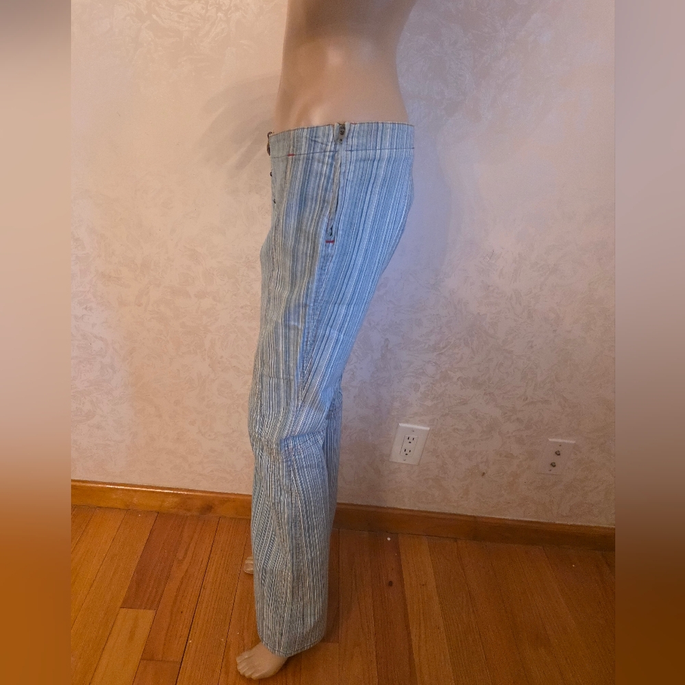 Gasoline Stretchy Blue Striped Pants - Picture 2 of 9
